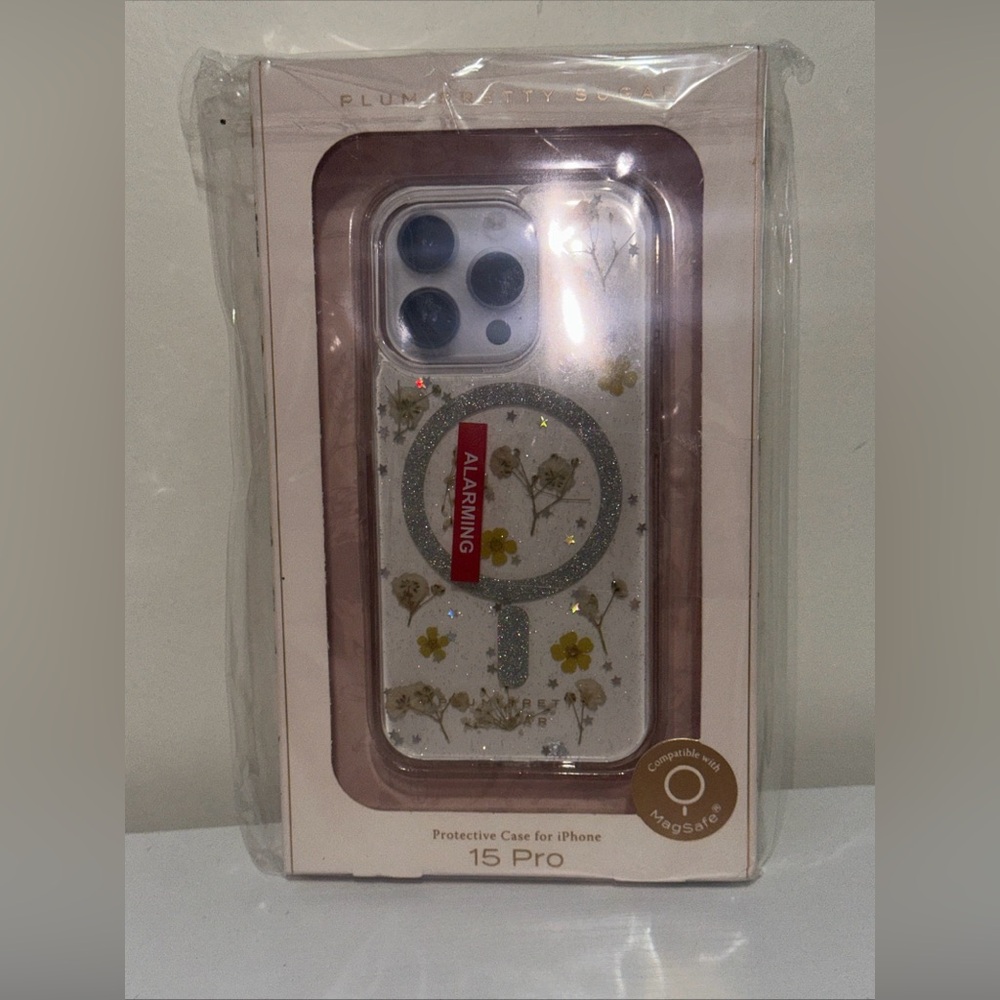 Plum Pretty Sugar iPhone 15 Pro Protective Case - Clear with Floral Design